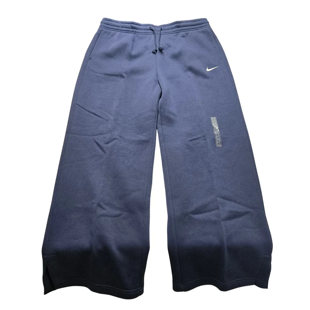Nike Womens XL Phoenix Fleece Wide Leg Sweatpants Navy Blue High Rise Standard - Picture 2 of 14
